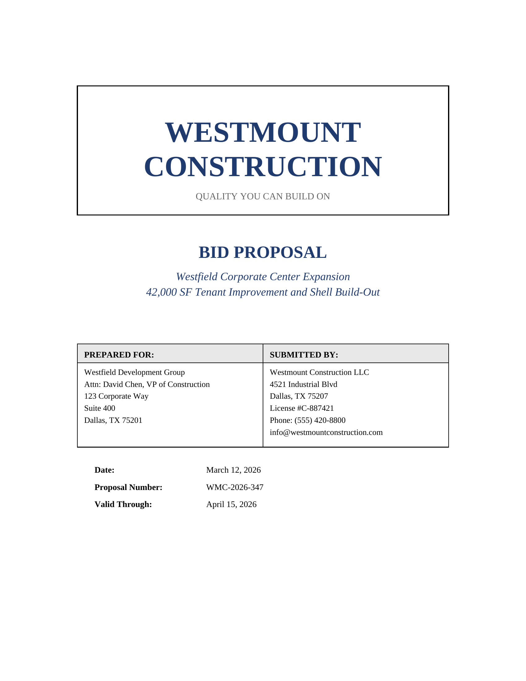 Before: typical GC bid proposal Before: typical GC bid proposal